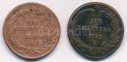 1780S 1kr Cu "Mária Terézia" (2x) T:2-,3 ü