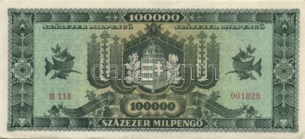 1946. 100000MP(2x) kevés ugrású sorszámokkal, erősebben elcsúszott számozással T:I-