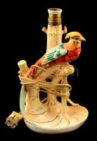 Szecessziós osztrák madaras asztali lámpa, bura nélkül, jelzett, kopásnyomokkal, újrakötve, m: 32 cm