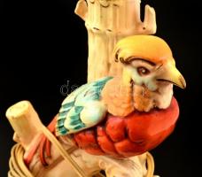 Szecessziós osztrák madaras asztali lámpa, bura nélkül, jelzett, kopásnyomokkal, újrakötve, m: 32 cm