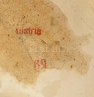 Szecessziós osztrák madaras asztali lámpa, bura nélkül, jelzett, kopásnyomokkal, újrakötve, m: 32 cm