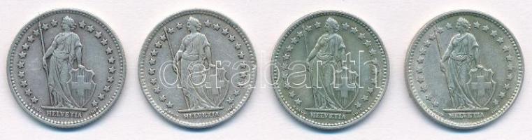 Svájc 1939-1959. 1Fr Ag (4xklf) T:1-,2  Switzerland 1939-1959. 1 Franc Ag (4xdiff) C:AU,XF
Krause K...