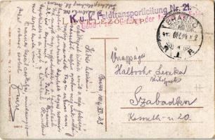 1917 Brassó, Kronstadt, Brasov; "K.u.K. Feldtransportleitung Nr. 21." (EB)