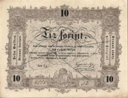 1848. 10Ft "Kossuth bankó" 2klf típusban hátoldali normál és fordított alapnyomat előlapon kézi érvénytelenítéssel T:szépen restaurált