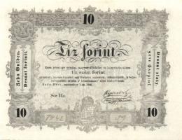 1848. 10Ft "Kossuth bankó" 2klf típusban hátoldali normál és fordított alapnyomat előlapon...