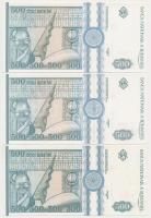 Románia 1992. 500L (3x) sorszámkövetők T:I,I-
Romania 1992. 500 Lei (3x) sequential serials C:UNC,A...
