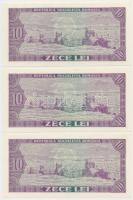 Románia 1966. 10L (3x) közte sorszámkövető pár T:I
Romania 1966. 10 Lei (3x) with sequential serial...