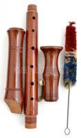 Heinrich Blockflöte furulya, tisztító pálcával, eredeti ragasztott dobozában, h:47 cm