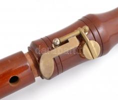 Heinrich Blockflöte furulya, tisztító pálcával, eredeti ragasztott dobozában, h:47 cm