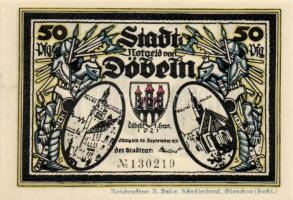 Német Birodalom/Weimari Köztársaság Döbeln 1921. 50Pf(8x) 8klf teljes sor T:I