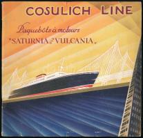 cca 1930 Cosulich Line luxushajóinak prospektusa + 4 db étlap