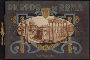 cca 1927 Ricordo di Roma, képes leporello, 40 képpel, háromnyelvű leírással