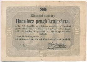 1849. 30kr Kossuth bankó csillagos sorozatszámmal T:III,III- Adamo G103A