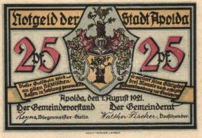 Német Birodalom/Weimari Köztársaság/ Apolda 1921. 25Pf(6x) 6klf teljes sor T:I