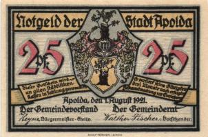 Német Birodalom/Weimari Köztársaság/ Apolda 1921. 25Pf(6x) 6klf teljes sor T:I