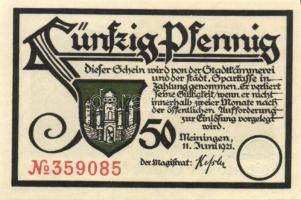 Német Birodalom/Weimari Köztársaság/ Meiningen 1921. 50Pf(4x) 4klf teljes sor T:I