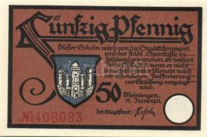 Német Birodalom/Weimari Köztársaság/ Meiningen 1921. 50Pf(4x) 4klf teljes sor T:I