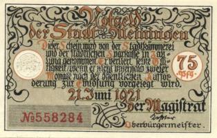 Német Birodalom/Weimari Köztársaság/ Meiningen 1921. 75Pf(4x) 4klf teljes sor T:I