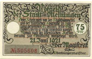 Német Birodalom/Weimari Köztársaság/ Meiningen 1921. 75Pf(4x) 4klf teljes sor T:I