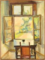 Rozsda Endre (1913-1999): Műterem. Olaj, vászon, jelzés nélkül, restaurált, 80×60 cm