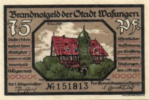 Német Birodalom/Weimari Köztársaság/ Wasungen 1921. 50Pf(4x), 75Pf(2x) 6klf teljes sor T:I