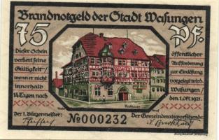 Német Birodalom/Weimari Köztársaság/ Wasungen 1921. 50Pf(4x), 75Pf(2x) 6klf teljes sor T:I