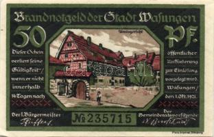 Német Birodalom/Weimari Köztársaság/ Wasungen 1921. 50Pf(4x), 75Pf(2x) 6klf teljes sor T:I