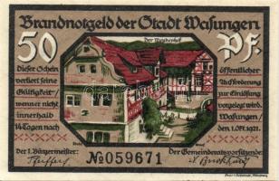 Német Birodalom/Weimari Köztársaság/ Wasungen 1921. 50Pf(4x), 75Pf(2x) 6klf teljes sor T:I