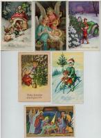 38 db RÉGI üdvözlő motívumlap pár lithoval / 38 pre-1945 greeting art motive postcards with some lithos