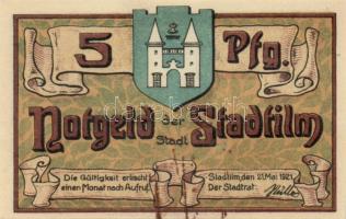 Német Birodalom/Weimari Köztársaság/ Stadtilm 1921. 5Pf, 10Pf, 50Pf(5x), 7klf teljes sor T:I