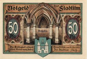 Német Birodalom/Weimari Köztársaság/ Stadtilm 1921. 5Pf, 10Pf, 50Pf(5x), 7klf teljes sor T:I