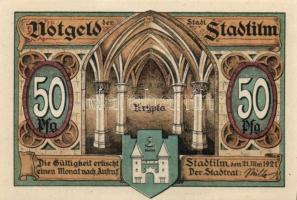 Német Birodalom/Weimari Köztársaság/ Stadtilm 1921. 5Pf, 10Pf, 50Pf(5x), 7klf teljes sor T:I