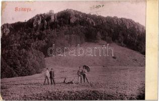 Selmecbánya, Banská Stiavnica; Szitnya hegy, menedékház, turisták, kirándulók / Sitno, chata / mountain, tourist house, chalet (felületi sérülés / surface damage)