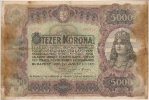 1920. 5000K "Orell Füssli Zürich" piros sorozat- és sorszám T:III- két nagy területen folt Adamo K38