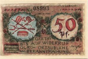 Német Birodalom/Weimari Köztársaság/ Volkstadt 1921. 10Pf, 25Pf, 50Pf(2x) összesen 4klf teljes sor T...