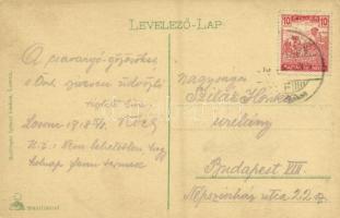 1918 Losonc, Lucenec; Kubinyi tér, Református templom, Római katolikus templom, üzletek. Kiadja Redl...