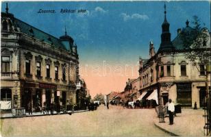 1918 Losonc, Lucenec; Rákóczi utca, Redlinger Ignác, Hammermüller Ignác üzlete / street view, shops (EK)