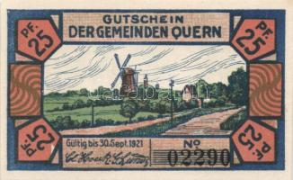 Német Birodalom/Weimari Köztársaság/ Quern 1921. 25Pf 3klf, 50Pf 3klf, 1M összesen 7klf teljes sor T:I,II(csak az 1M)