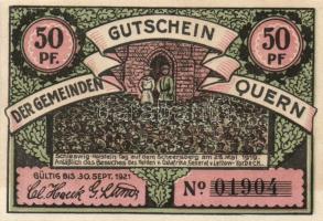 Német Birodalom/Weimari Köztársaság/ Quern 1921. 25Pf 3klf, 50Pf 3klf, 1M összesen 7klf teljes sor T...