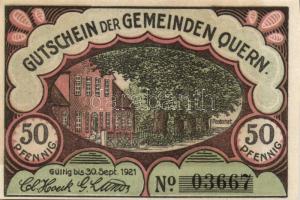 Német Birodalom/Weimari Köztársaság/ Quern 1921. 25Pf 3klf, 50Pf 3klf, 1M összesen 7klf teljes sor T...