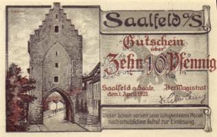 Német Birodalom/Weimari Köztársaság/ Saalfeld 1921. 10Pf, 25Pf, 50Pf 3klf teljes sor T:I