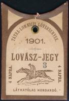1903 Tátralomnici Lóversenyek, lovász-jegye, 1901, 7x5 cm