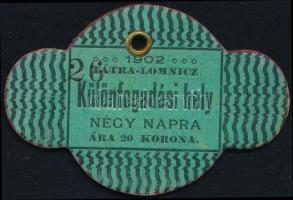 1902 Tátralomnici lóverseny különfogadási jegy, négy napos, 1902, 6x4 cm