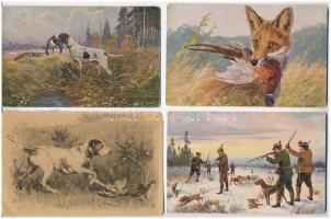 39 db RÉGI állatos motívumlap: vadász, vadállatok, háziállatok, kutya, macska, madarak / 39 pre-1945 animal themed motive postcards: hunter, wild and domesticated animals, dog, cat, birds