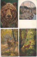 39 db RÉGI állatos motívumlap: vadász, vadállatok, háziállatok, kutya, macska, madarak / 39 pre-1945...