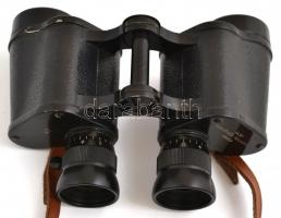 Honvédségi távcső, bőr tokban, homályos lencsékkel, 15×11,5 cm
