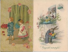 26 db RÉGI üdvözlő motívumlap: sok dombornyomott és litho / 26 pre-1945 greeting art motive postcard...