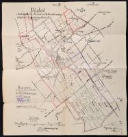 cca 1920-1940 Székesfehérvári Hubertus vadásztársaság polgárdi vadászterületének térképvázlata, 1:37500, a társaságra vonatkozó jegyzetlappal, 34x31 cm