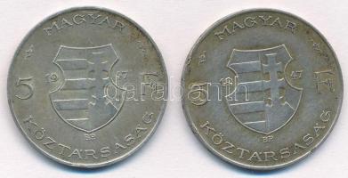 1947. 5Ft Ag "Kossuth" (2x) T:2 patina Adamo F8.1