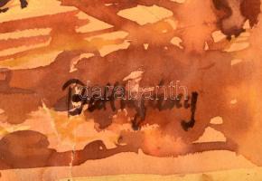 Batthány jelzéssel: Kerti teázgatás. Akvarell, papír (kis szakadásokkal), üvegezett keretben, 30×22 ...